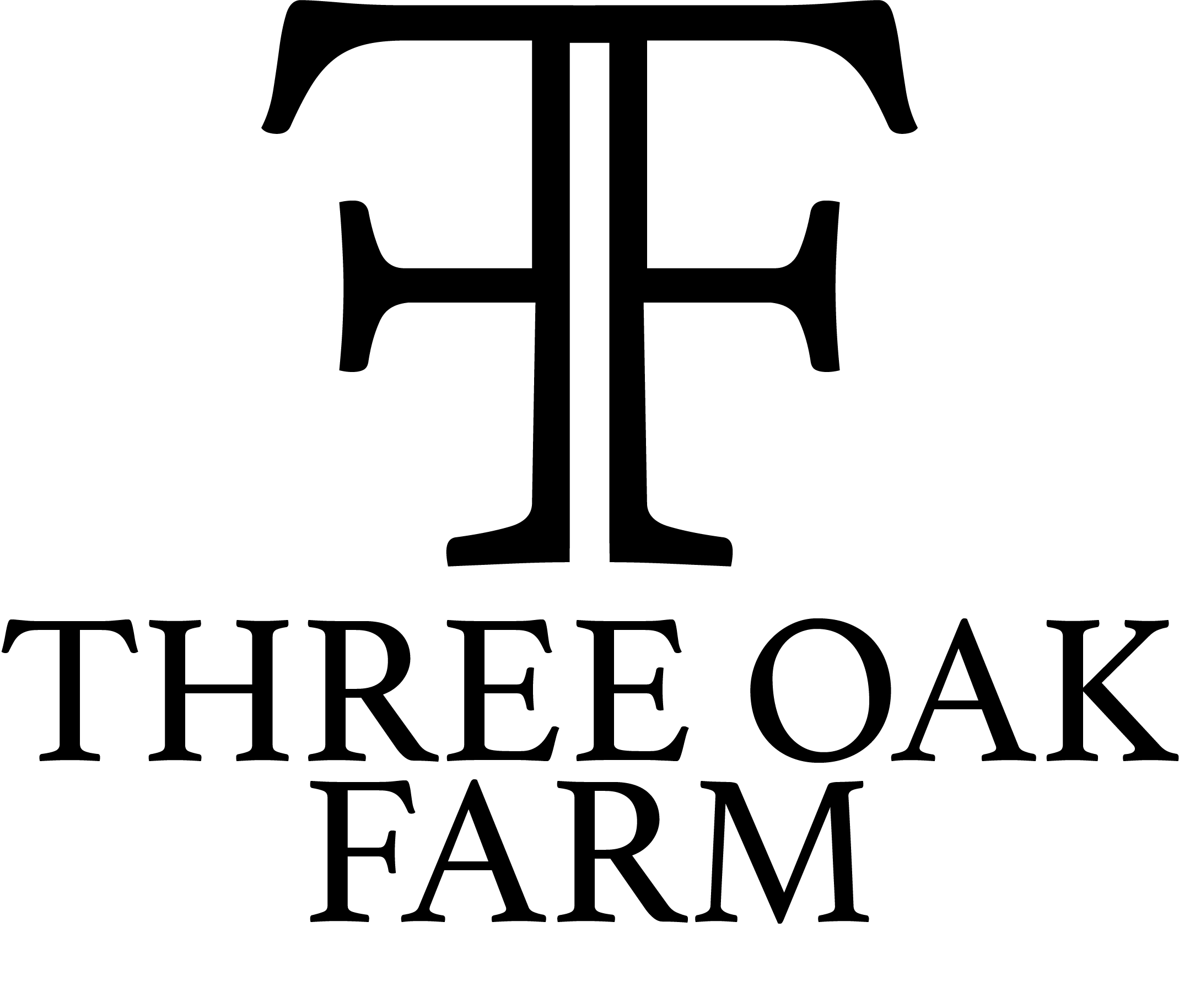 Three Oak Farm logo with name typed below